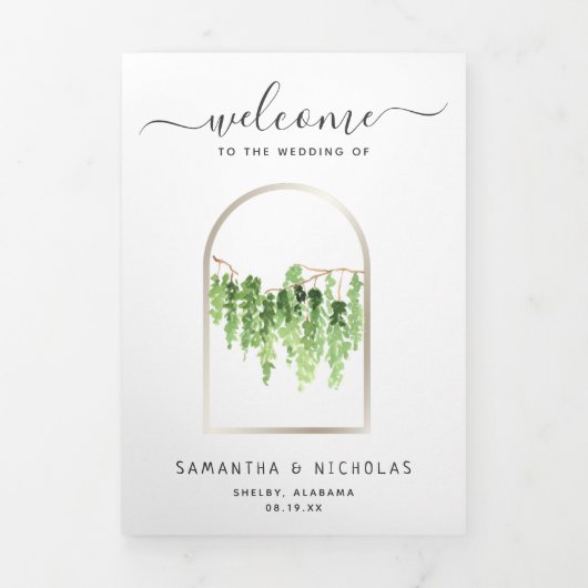 Elegant Forest Bossen Wedding | Tri-Fold Drieluik Programma (Cover)