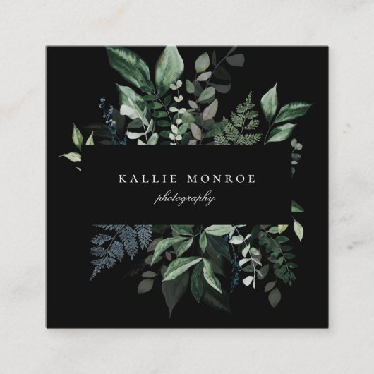 Elegant Forest Foliage Lijst Square Visitekaartje (Voorkant)