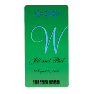 Elegant Forest Green 3d Monogram Etiket