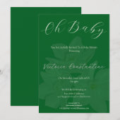 Elegant Forest Green Oh Baby Shower Invitation (Devant / Derrière)