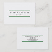 Elegant Forest Green White Minimalist Plain Modern Visitekaartje (Voorkant / Achterkant)