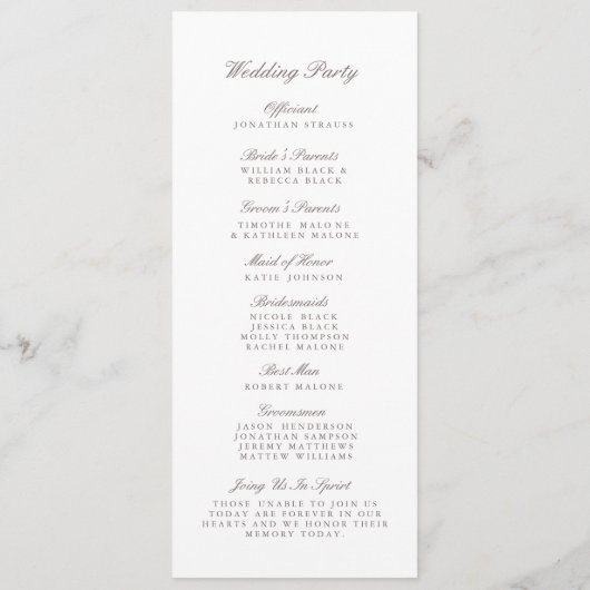 Elegant Forest Wedding Programma (Achterkant)