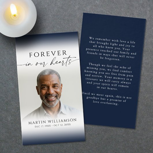 Elegant Forever Hearts Photo Funeral Prayer Card
