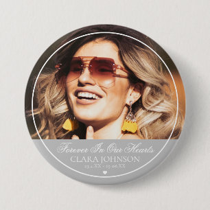 Elegant Forever in Our Hearts Memorial Foto Ronde Button 7,6 Cm