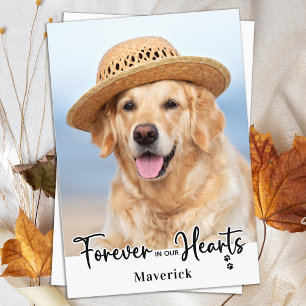 Elegant Forever In Our Hearts Pet Memorial Photo Bedankkaart
