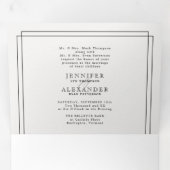 Élégant Formal Black Blanc Simple Mariage Tri-Fold (Intérieur en premier)