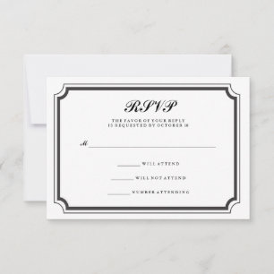 Elegant Formal Black en White RSVP
