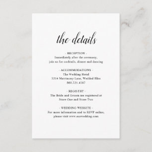 Elegant Formal Black White — details Eenvoudig huw Informatiekaartje