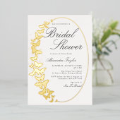 Elegant Formal Classic Gouden Vlinder Lijst Bruid Folie Uitnodiging (Staand Voorkant)