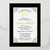 Elegant Formal College Graduation Party Gold Folie Uitnodiging (Voorkant)