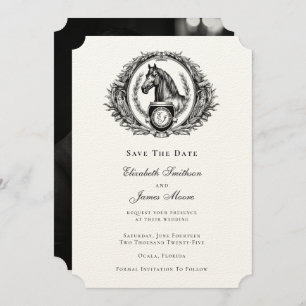 Elegant Formal Equestrian Monogram Crest Foto Save The Date