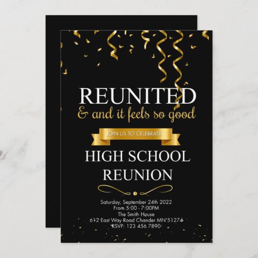 Élégant Formal High School Reunion Invitation (Devant / Derrière)