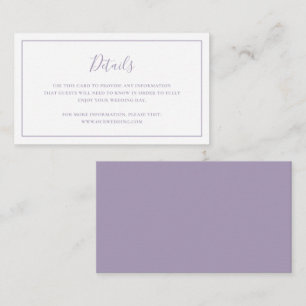 Elegant Formal Lavender Dusty Paarse Wedding Informatiekaartje