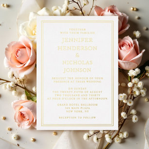 Élégant Formal Mariage Gold Foil Invitation