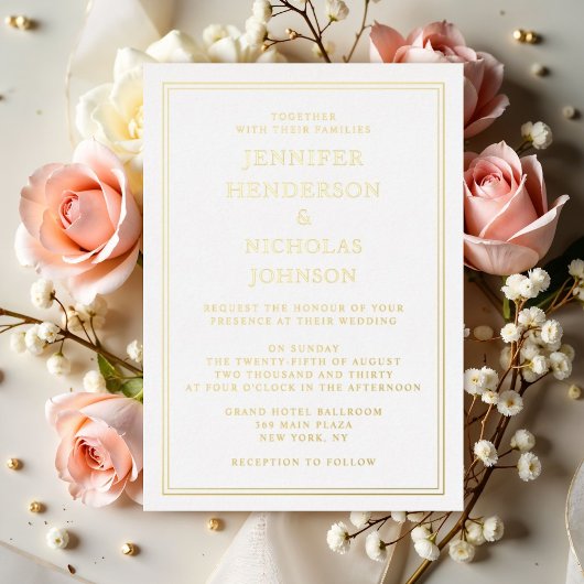 Élégant Formal Mariage Gold Foil Invitation
