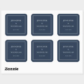 Elegant Formal Navy Blue Wedding Vierkante Sticker (Vel)