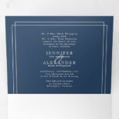 Élégant Formal Navy Bold Mariage Tri-Fold (Intérieur en premier)