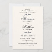Elegant Formal Navy Cream Invitation Kaart (Voorkant)