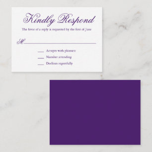 Elegant Formal Paars Wedding Mini RSVP-kaart Notitiekaartje