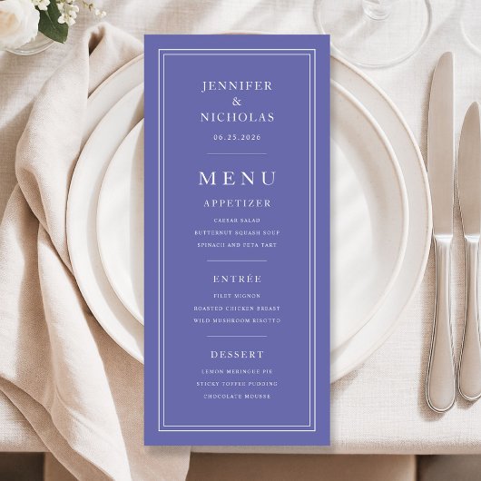 Elegant Formal Purple Wedding Menu