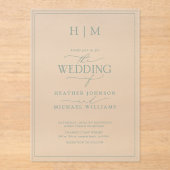 Elegant Formal Sage Green Calligraphy Wedding Acryl Uitnodigingen (Voorkant)