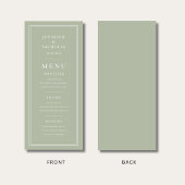 Elegant Formal Sage Green Wedding Menu