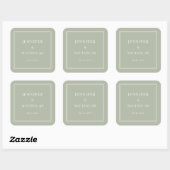 Elegant Formal  Sage Green Wedding Vierkante Sticker (Vel)
