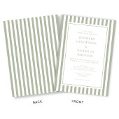 Elegant Formal Stripes Sage Green Wedding Kaart