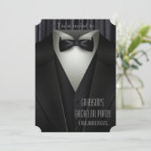 Elegant Formal Tuxedo Bachelor Party Invitation Kaart (Staand voorkant)