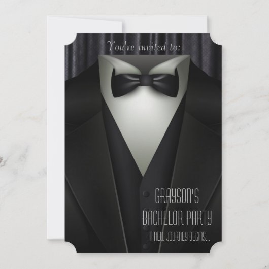 Elegant Formal Tuxedo Bachelor Party Invitation Kaart (Voorkant)