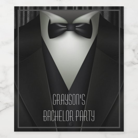 Elegant Formal Tuxedo Bachelor Party Wijn Etiket (Enkel label)