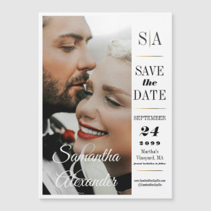 Elegant Formal zwart Stropdas foto bruiloft Magnetische Uitnodiging