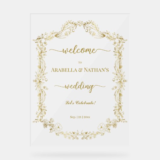 Elégant Forme Floral Golden Frosted Welcome (Recto)