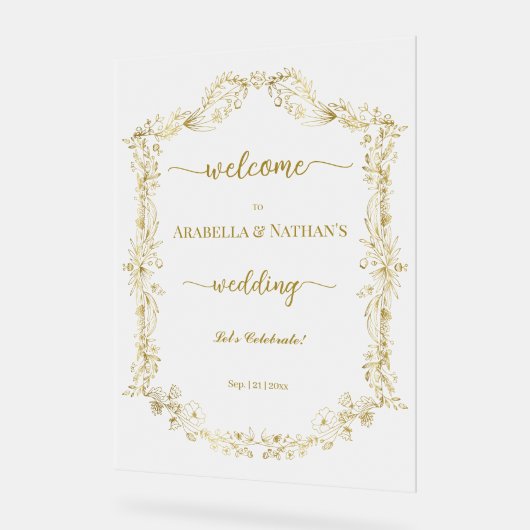 Elégant Forme Floral Golden Frosted Welcome (Angle)