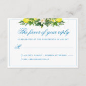 Elegant Formeel Blauw Bloemen Crest Bruiloft RSVP Informatiekaartje (Voorkant)