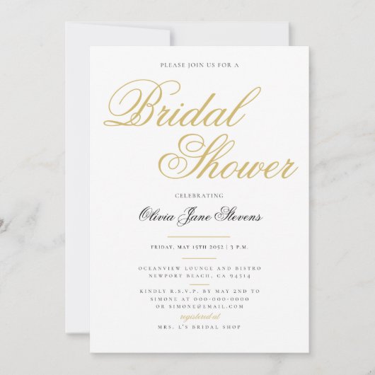 Elegant formeel Classic Gold Script-Vrijgezellenfe Kaart (Voorkant)