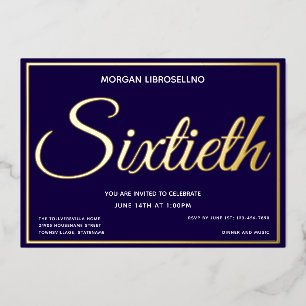 Elegant Formeel Goud 60 Zestigste Verjaardag Folie Uitnodiging