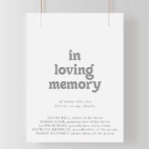 Elegant formeel minimaal 'In Loving Memory' bord