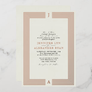 Elegant formeel monogram bruiloft RSVP QR Code Gol Folie Uitnodiging