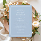Elegant Formeel Poeder Blauw Bruiloft Kaart