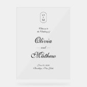 Elegant formeel script Monogram Huwelijk Welkom Acryl Bord (Voorkant)