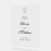 Elegant formeel script Monogram Huwelijk Welkom Acryl Bord (Hoek)