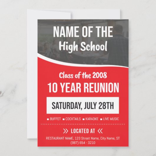 Elegant Formele High School Reunion Uitnodiging (Voorkant)