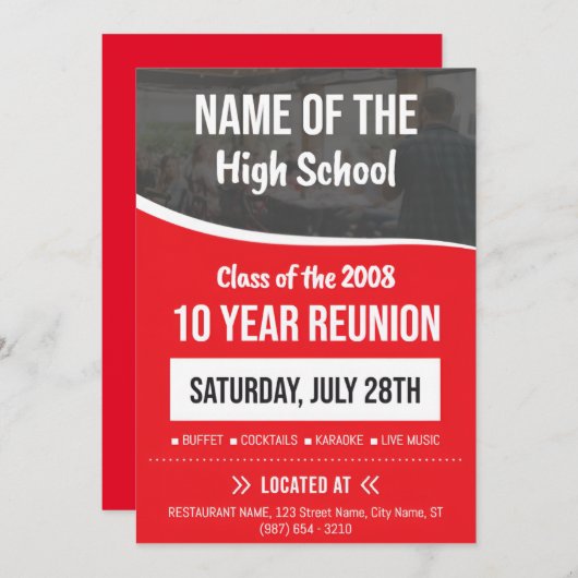 Elegant Formele High School Reunion Uitnodiging (Voorkant / Achterkant)