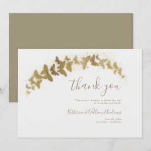 Elegant Formele Klassic Gold Butterflies Weddensch Bedankkaart