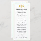 Elegant Formele Monogram Gold Wedding Programma (Voorkant / Achterkant)