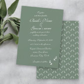 Elegant Formele Salie Olijf Groen Script Bruiloft Kaart