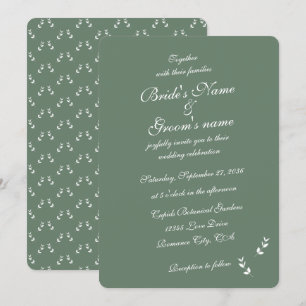 Elegant Formele Salie Olijf Groen Script Bruiloft Kaart