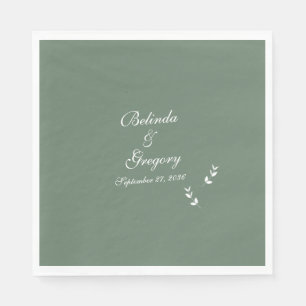 Elegant Formele Salie Olijf Groen Script Bruiloft Servet