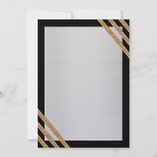 Elegant Formele uitnodiging voor zwart, wit en gou (Achterkant)